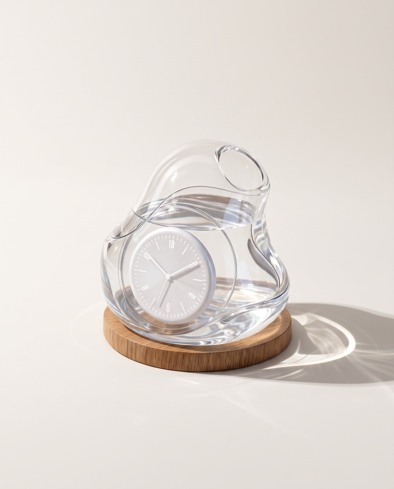 Glasuhr „Flowing Time“ – Glasuhr auf Sideboard